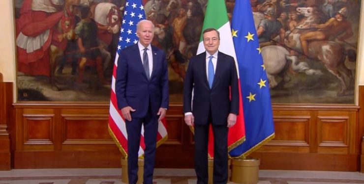 Joe Biden e Mario Draghi Palazzo Chigi