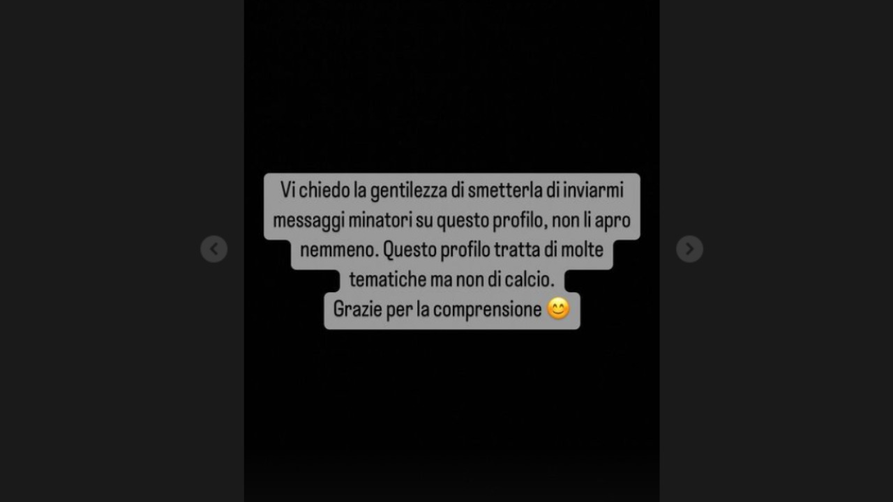 La storia di Instagram della fidanzata di Venuti