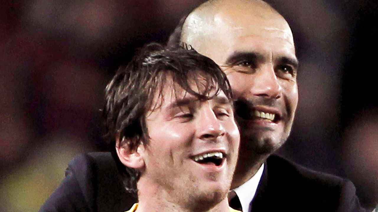 Guardiola insieme a Messi