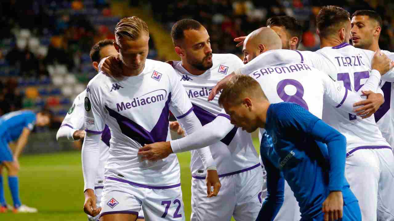 Un esultanza della Fiorentina